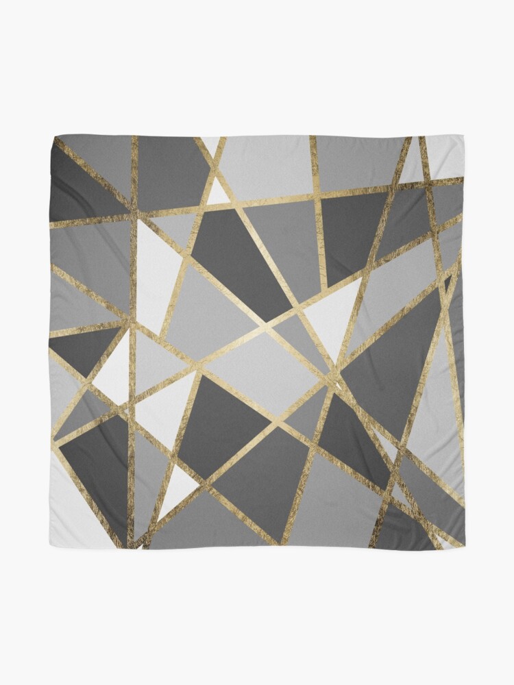 Alternate view of Black & Gray Modern Geo Gold Triangles Scarf
