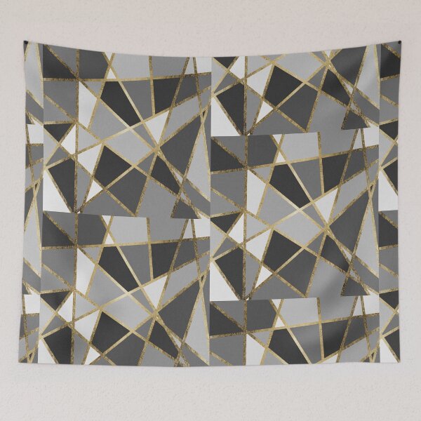 Item preview, Black & Gray Modern Geo Gold Triangles designed and sold by Blkstrawberry.