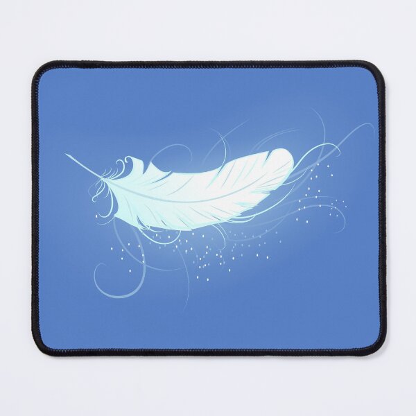 Item preview, White angel feather on blue background designed and sold by Blackmoon9.