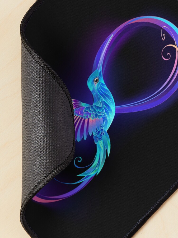 Alternate view of Infinity symbol with glowing hummingbird Mouse Pad