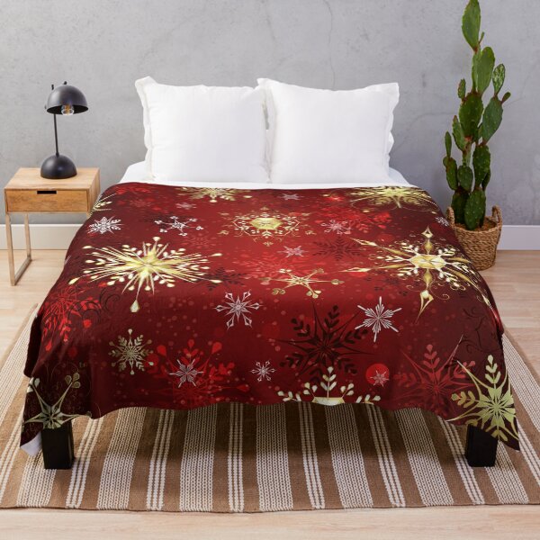 Item preview, Golden Snowflakes on Red Background designed and sold by Blackmoon9.