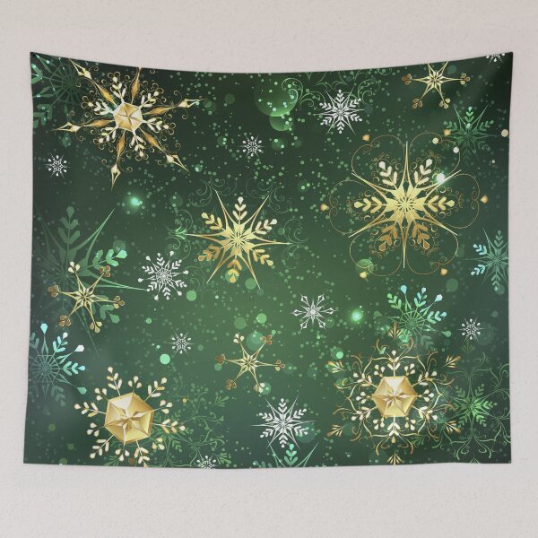 Item preview, Golden Snowflakes on Green Background designed and sold by Blackmoon9.