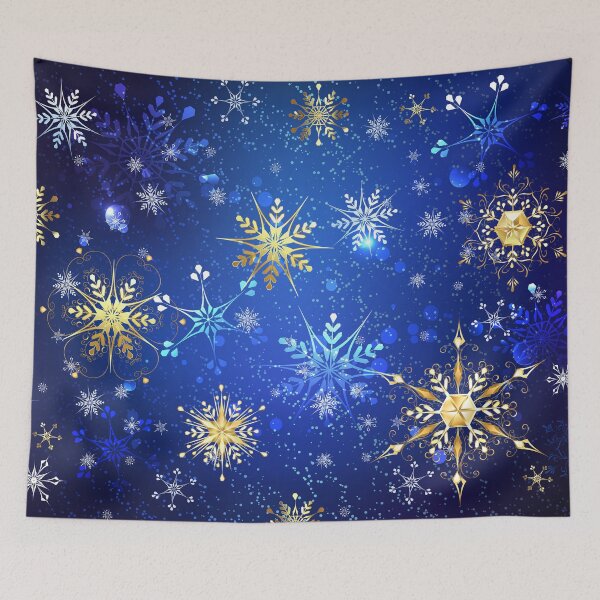 Item preview, Blue background with golden snowflakes designed and sold by Blackmoon9.