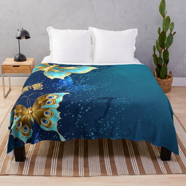 Item preview, Golden Butterflies on Blue Background designed and sold by Blackmoon9.