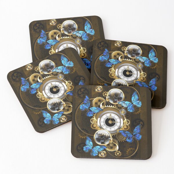 Item preview, Steampunk Gears and Blue Butterflies designed and sold by Blackmoon9.