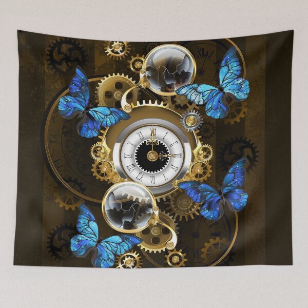 Item preview, Steampunk Gears and Blue Butterflies designed and sold by Blackmoon9.