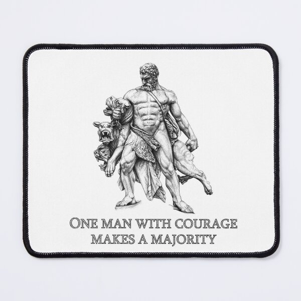 Item preview, One man with courage makes a majority.  Hercules capturing Cerberus. For white and light background. designed and sold by IraPanyukova.