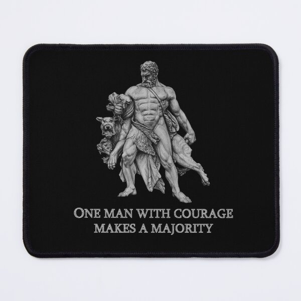 Item preview, One man with courage makes a majority.  Hercules capturing Cerberus. For black and dark background. designed and sold by IraPanyukova.