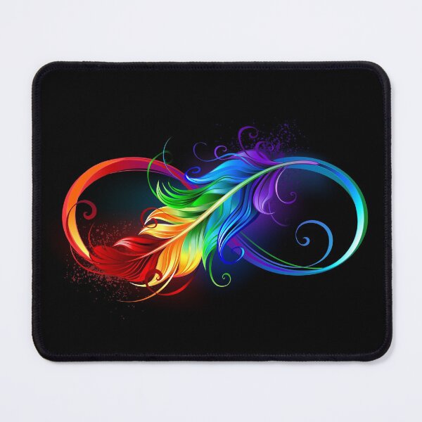 Item preview, Infinity with rainbow feather on black background designed and sold by Blackmoon9.