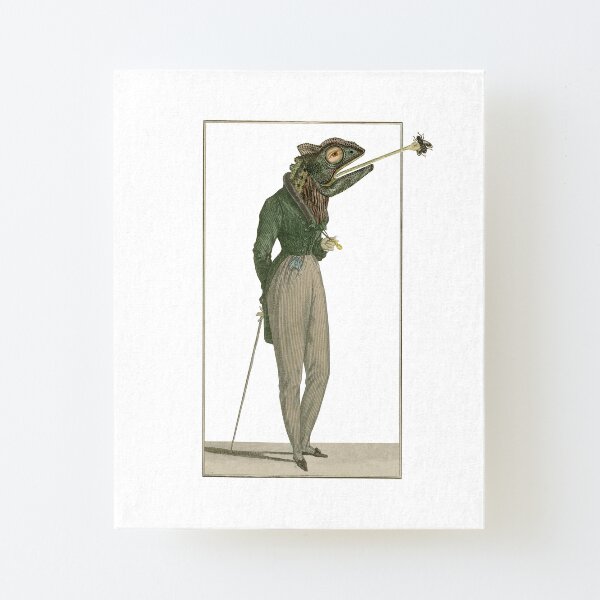 Chameleon gentleman collage art Canvas Mounted Print