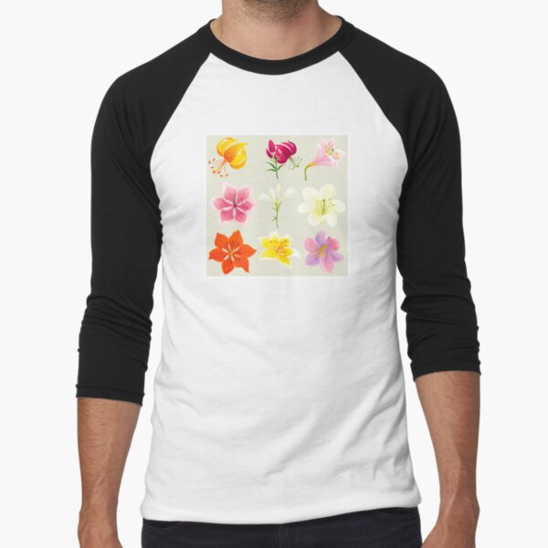Colorful Lilies Baseball ¾ Sleeve T-Shirt