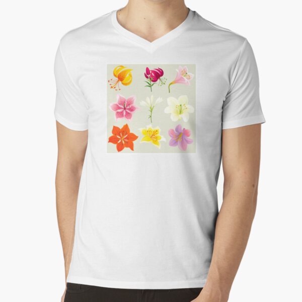 Colorful Lilies V-Neck T-Shirt