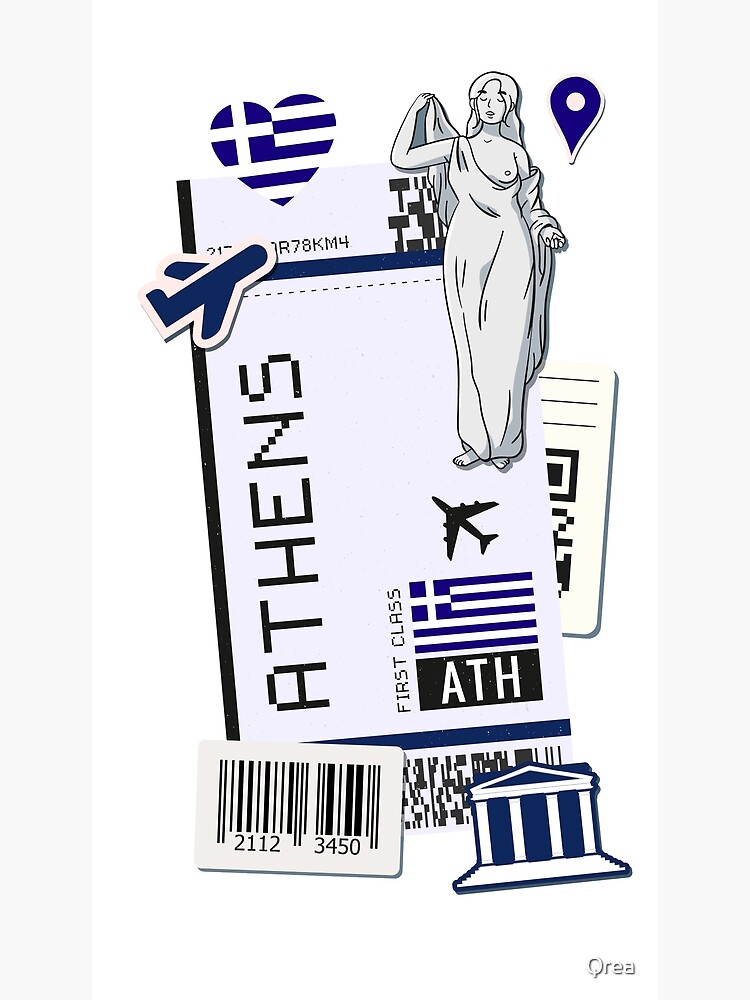 Athens Boarding Pass Airplane Plane Ticket Travel Greece Water Bottle