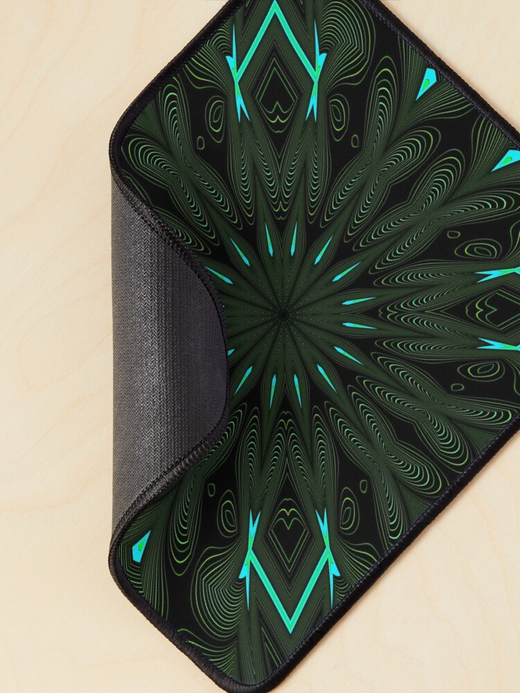 Alternate view of Fractal Madness - Neon Green Black Mouse Pad
