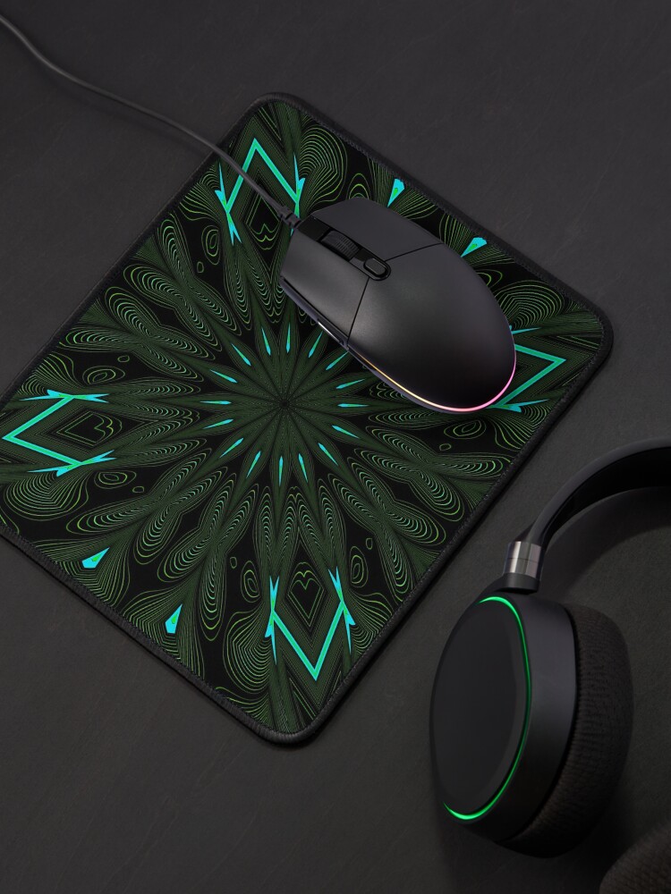 Alternate view of Fractal Madness - Neon Green Black Mouse Pad