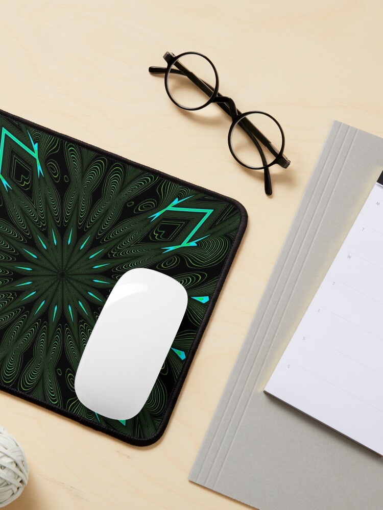 Alternate view of Fractal Madness - Neon Green Black Mouse Pad