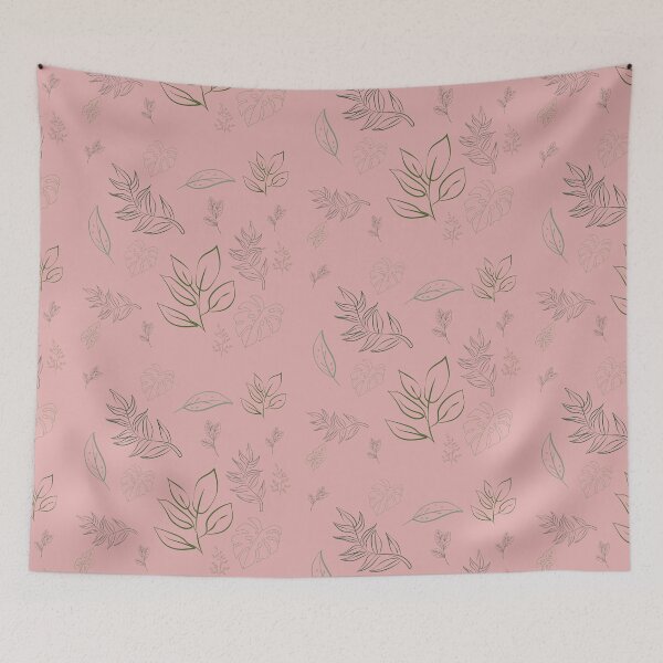 Item preview, Subtle green leaves on pink  designed and sold by Alelmisira.