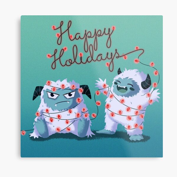 Happy Holidays Yeti Metal Print