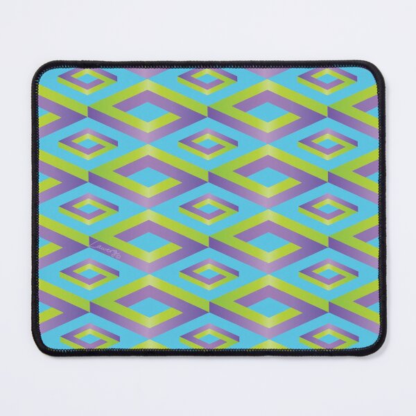 Item preview, PENROSE CUBE V1 Loop Pattern - GREEN and PURPLE on TURQUOISE Background (v1 GREENPURPLE on TURQUOISE) © designed and sold by DesignsByLawerg.