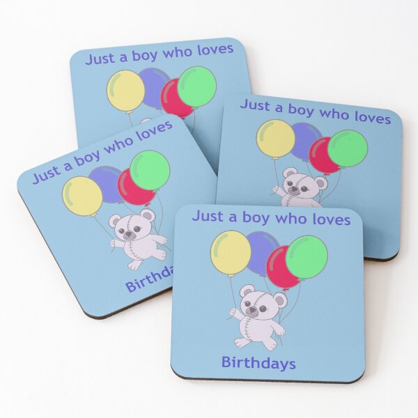 Item preview, Birthday kawaii bear with rainbow balloons on blue designed and sold by QuirkyCraftz.