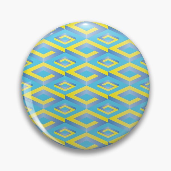 Item preview, PENROSE CUBE V1 Loop Pattern - YELLOW and BLUE on TURQUOISE Background (v1 YELLOWBLUE on TURQUOISE) © designed and sold by DesignsByLawerg.