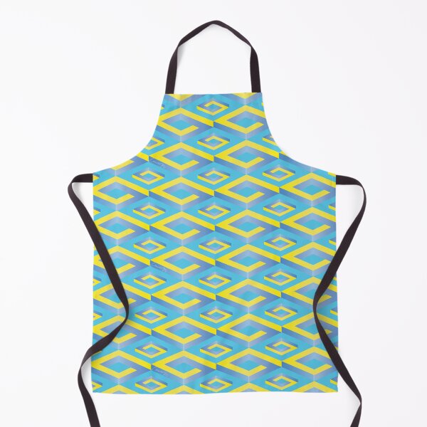 Item preview, PENROSE CUBE V1 Loop Pattern - YELLOW and BLUE on TURQUOISE Background (v1 YELLOWBLUE on TURQUOISE) © designed and sold by DesignsByLawerg.