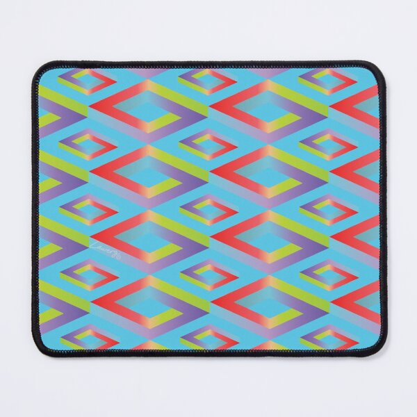 Item preview, PENROSE CUBE V1 Loop Pattern - MULTI-COLOURED #1 on TURQUOISE Background (v1 MC#1 on TURQUOISE) © designed and sold by DesignsByLawerg.