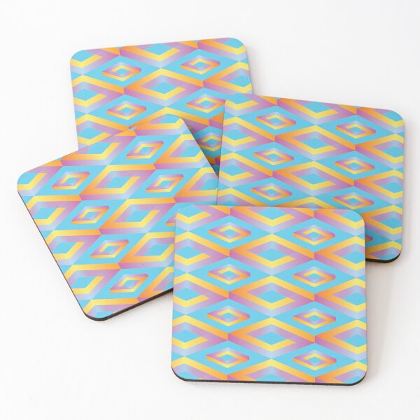 Item preview, PENROSE CUBE V1 Loop Pattern - MULTI-COLOURED #2 on TURQUOISE Background (v1 MC#2 on TURQUOISE) © designed and sold by DesignsByLawerg.