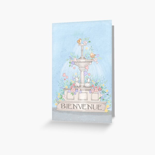 Pretty Flowers Water Fountain Greeting Card
