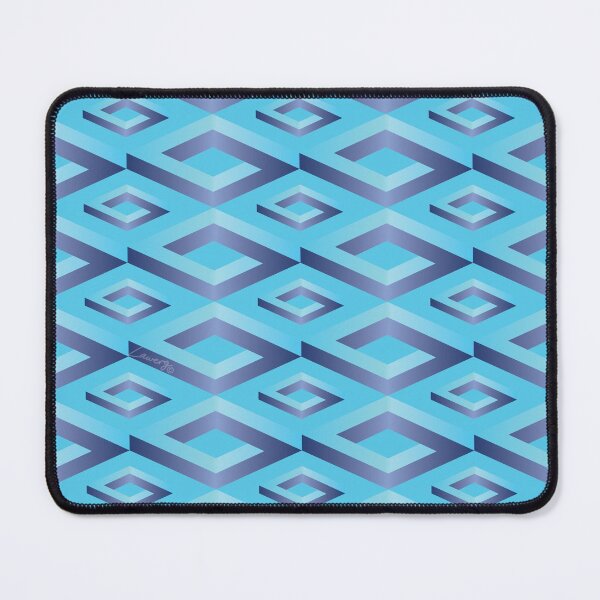 Item preview,  PENROSE CUBE V1 Loop Pattern - TEAL and NAVY on TURQUOISE Background (v1 TEALNAVY on TURQUOISE) © designed and sold by DesignsByLawerg.