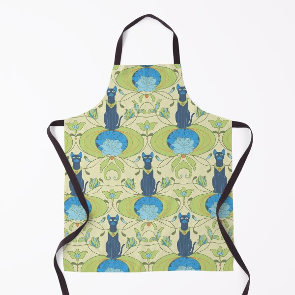 Cats with blue lotus Apron