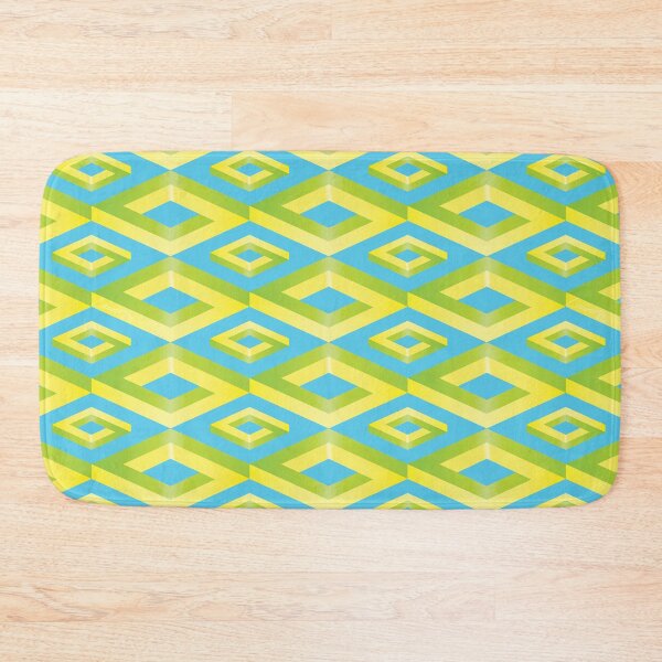 Item preview, PENROSE CUBE V1 Loop Pattern - YELLOW and GREEN on TURQUOISE Background (v1 YELLOWGREEN on TURQUOISE) © designed and sold by DesignsByLawerg.