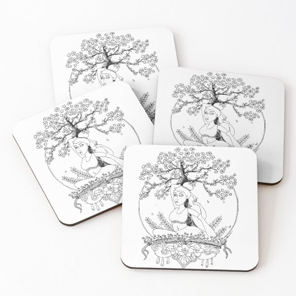 Cherry Blossom Vinyasa Coasters (Set of 4)