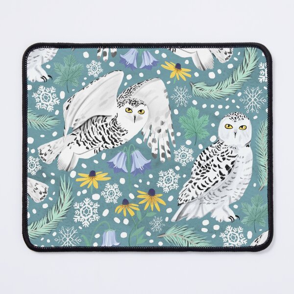 Item preview, Snowy Owls on a Snowy Day - Teal Background designed and sold by Tangerine-Tane.