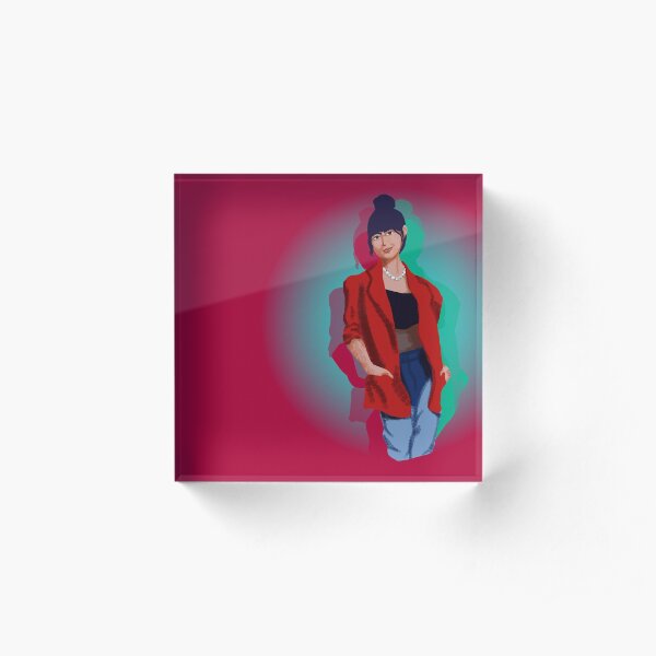 Neon Lights - Cherry Red Acrylic Block