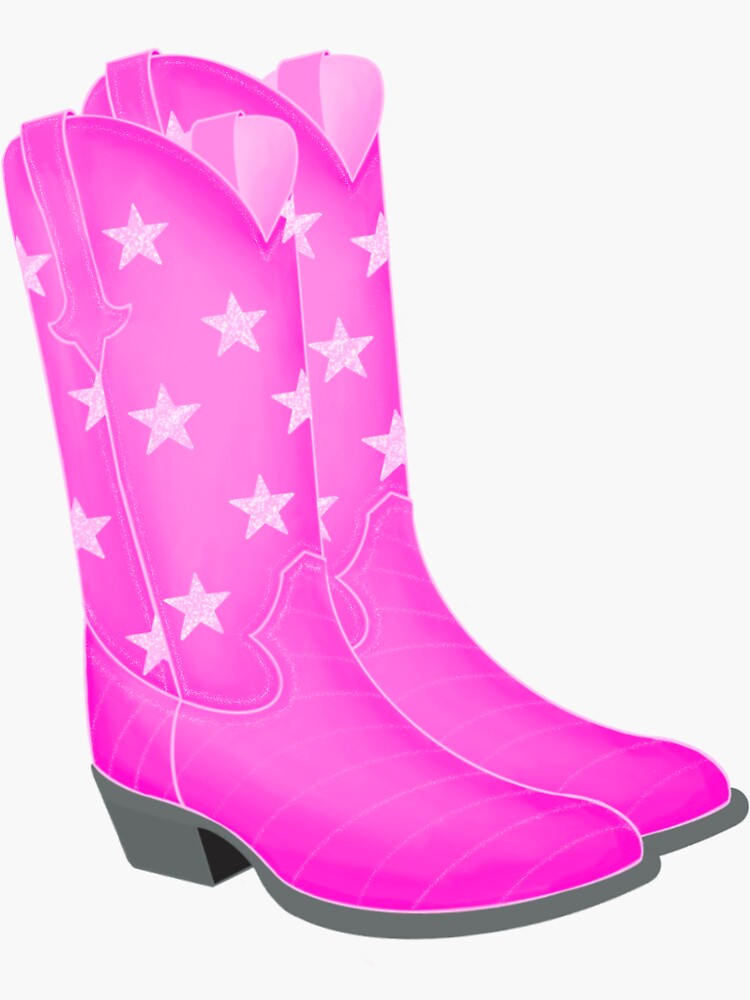 "Pink Glitter Star Cowboy Boots" Sticker for Sale by caitscreations