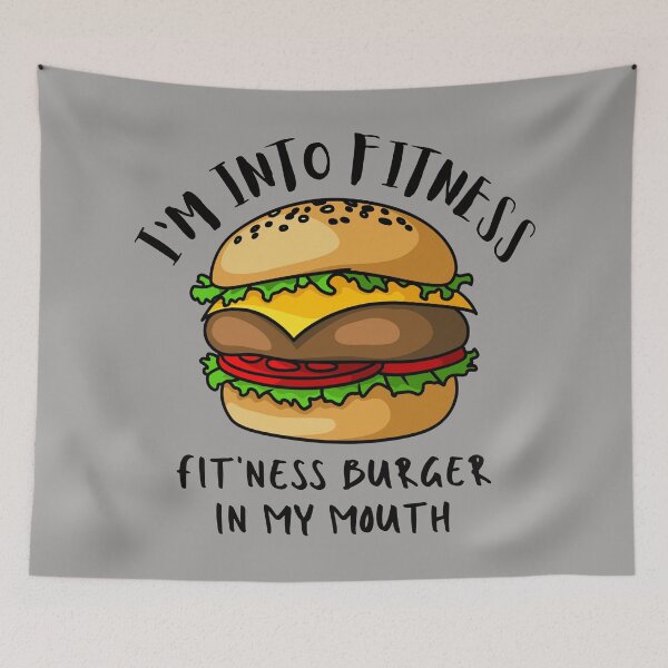 Item preview, I'm Into Fitness. Fitness This Burger In My Mouth. Illustration. Black Text. designed and sold by JellyBeenzz.