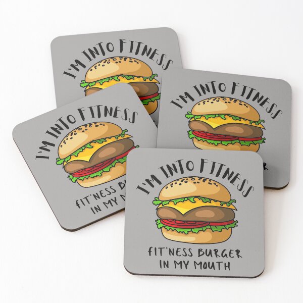 Artikelvorschau, Ich stehe auf Fitness. Fitness dieser Burger in meinem Mund. Illustration. Schwarzer Text. entworfen und verkauft von JellyBeenzz.