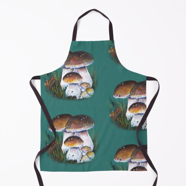 Item preview, Porcini mushrooms in the forest on a green background designed and sold by OksArt22.