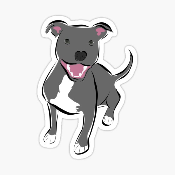 Silly Pit Bull Puppy Sticker by Sad Zebra - Art by Nikiya