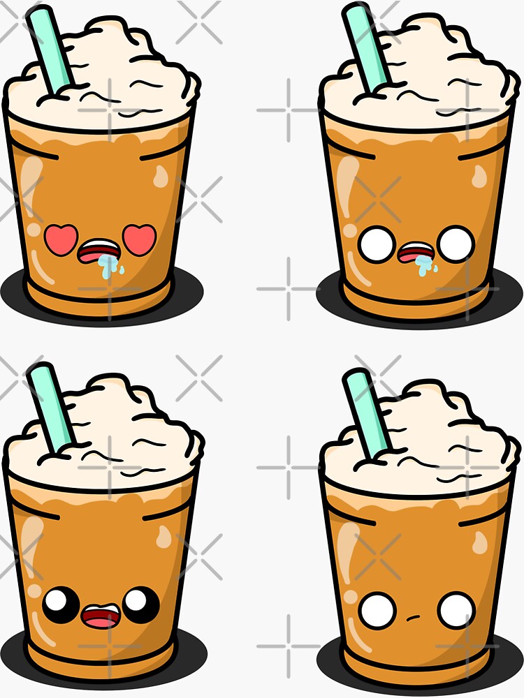 Cute Cartoon Iced Coffee, Kawaii, Sticker Pack - Coffee - Posters and  Art Prints