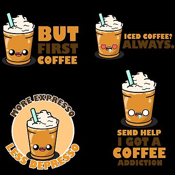 Cute Cartoon Iced Coffee, Kawaii, Sticker Pack - Coffee - Posters and  Art Prints