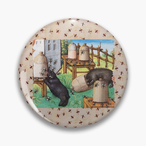 Item preview, HONEY THIEF BEARS AND BEES FLYING ON BEE HIVES Medieval Miniature designed and sold by BulganLumini.