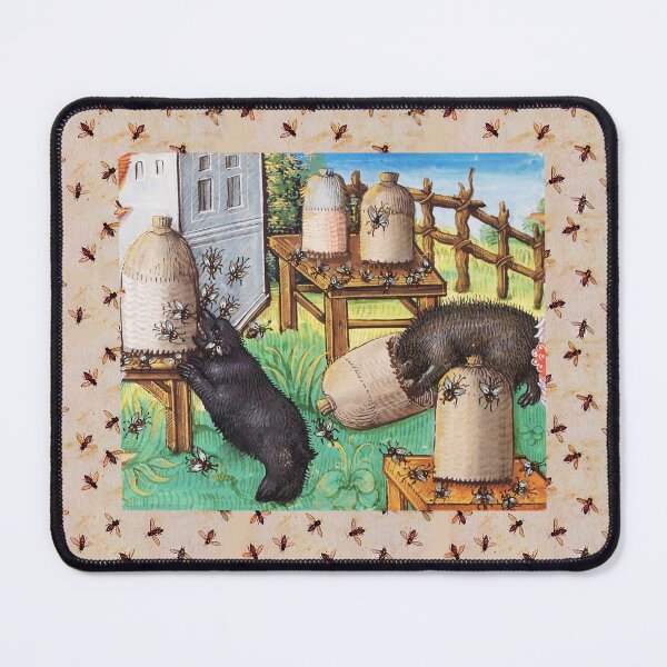 Item preview, HONEY THIEF BEARS AND BEES FLYING ON BEE HIVES Medieval Miniature designed and sold by BulganLumini.