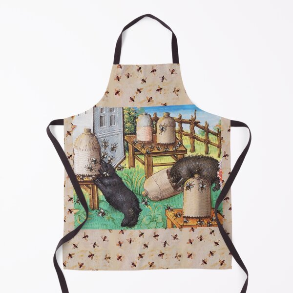 Item preview, HONEY THIEF BEARS AND BEES FLYING ON BEE HIVES Medieval Miniature designed and sold by BulganLumini.
