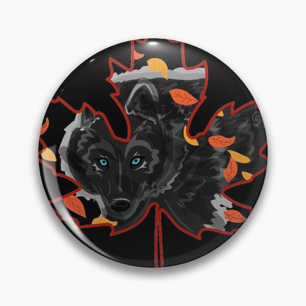 Artikelvorschau, Schwarzer Wolf in Ahornblatt "Oktober Wolf" entworfen und verkauft von Boreal-Witch.