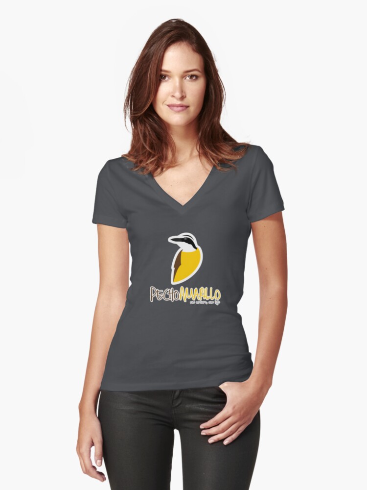 Thumbnail 1 of 3, Fitted V-Neck T-Shirt, Pecho Amarillo designed and sold by Pecho Amarillo.