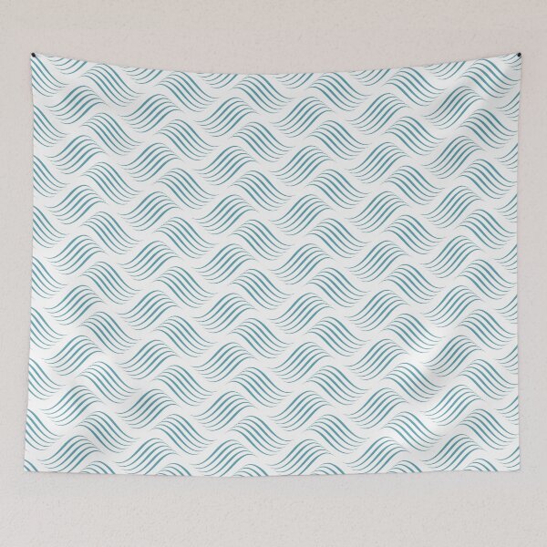 Item preview, Blue and White Wavy Tessellation Line Pattern Coordinates w/ 2022 Popular Color Behr Explorer Blue M470-5 designed and sold by ColorOfTheYears.