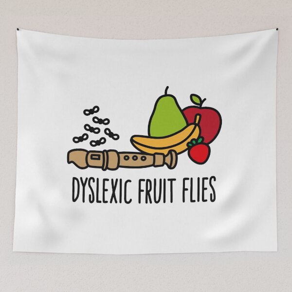 Item preview, Dyslexic fruit flies dyslexia reading disorder pun designed and sold by LaundryFactory.