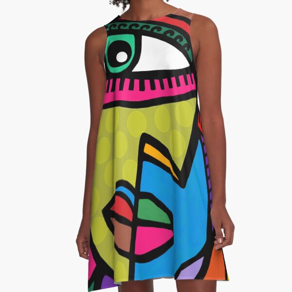 Item preview, Funky Abstract Art Face with Dots and Stripes designed and sold by jantulov.